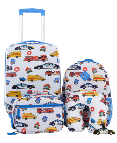 Travelers Club Kid's Hard Side Carry-on Spinner 5 Piece Luggage Set In First Responder