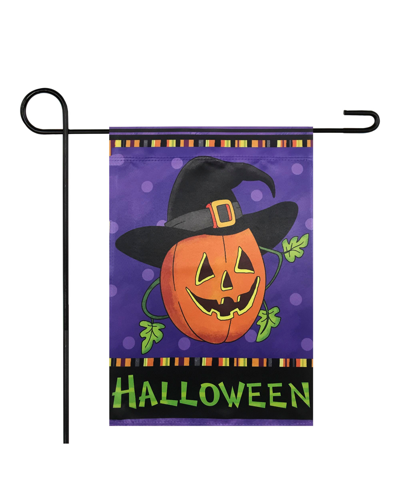 Northlight Pumpkin In A Witch Hat Outdoor Garden Flag, 12.5" X 18" In Purple