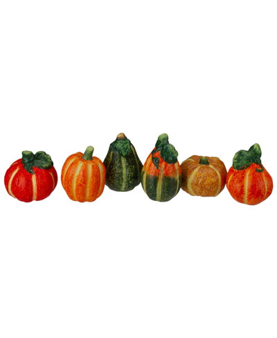 Northlight Fall Harvest Ceramic 6 Piece Pumpkins Decoration Set In Green