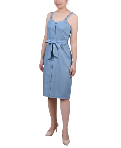 Ny Collection Women's Sweetheart Neck Chambray Sundress In Light Denim