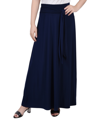 Ny Collection Petite Solid Maxi Skirt With Sash Waist Tie In Navy