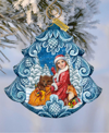 G.DEBREKHT SANTA FROSTING THE GINGERBREAD TREE SCULPTED HAND, PAINTED CHRISTMAS ORNAMENT