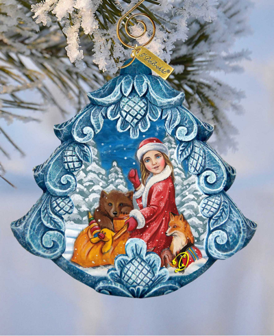 G.debrekht Santa Frosting The Gingerbread Tree Sculpted Hand, Painted Christmas Ornament In Multi Color
