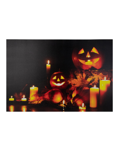 Northlight Led Lighted Jack-o-lanterns And Leaves Halloween Canvas Wall Art, 15.75" X 23.5" In Yellow