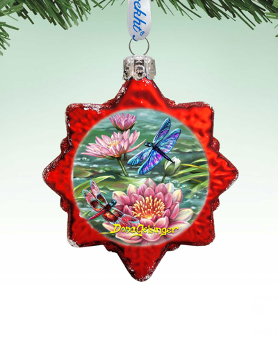 Designocracy Dragonflies And Water Lilies Mercury Holiday Ornament In Multi Color