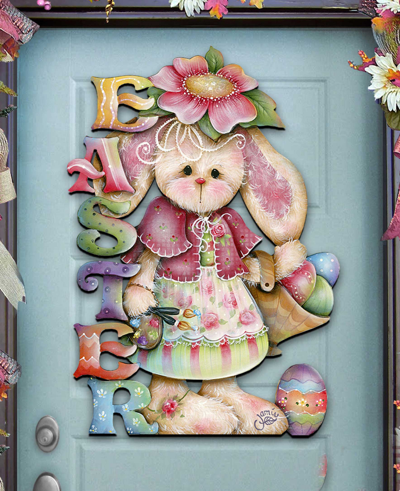 Designocracy The Holiday Bunny Holiday Door Decor In Multi Color