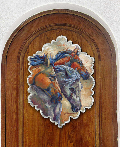Designocracy Let Them Run Horse Heads Holiday Wall Art In Multi Color