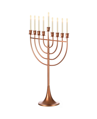 Vintiquewise Modern Judaic Hanukkah Menorah 9 Branched Candelabra, Large In Copper