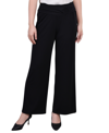 Ny Collection Petite Short Mid Rise Pull On Wide-leg Palazzo Pant In Black