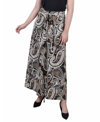 Ny Collection Petite Maxi Skirt With Sash Waist Tie In Brown Paisley