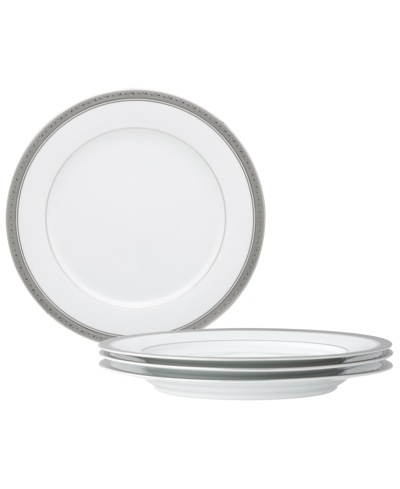 Noritake Crestwood Platinum Set Of 4 Dinner Plates, Service For 4 In White