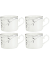 Noritake Birchwood Set Of 4 Cups, Service For 4 In White Platinum