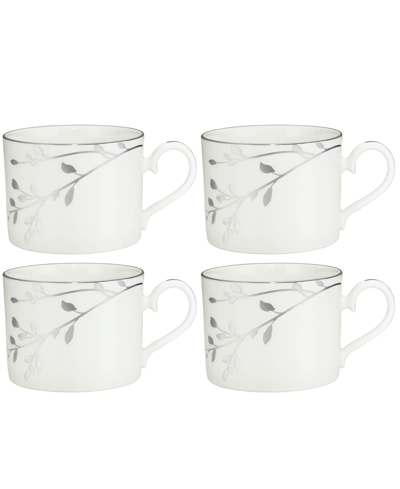 Noritake Birchwood Set Of 4 Cups, Service For 4 In White Platinum