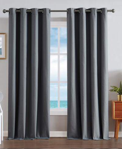 Nautica Providence Ultimate Blackout Grommet Window Curtain Panel Set, 52" X 84" In Charcoal