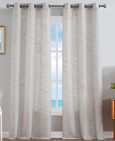 Nautica Julius Light Filtering Textured Grommet Window Curtain Panel Set, 38" X 96" In Linen