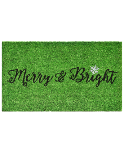 Home & More Green Merry And Bright 17" X 29" Coir/vinyl Doormat Bedding In Green/black