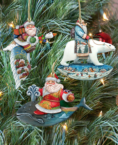 Designocracy Travel Ride Holiday Ornaments, Set Of 3 In Multi Color