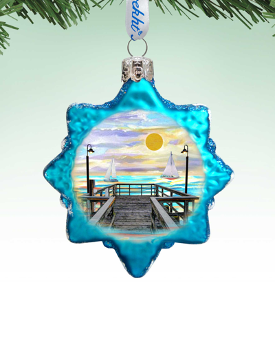 Designocracy Boats At Pier Mercury Holiday Ornament In Multi Color