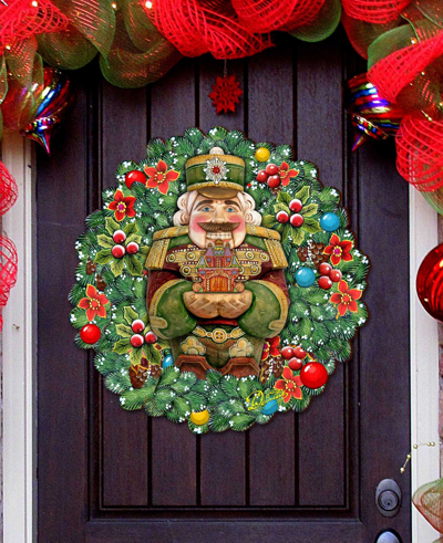 Designocracy Nutcracker's Wreath Gift Holiday Door Decor In Multi Color