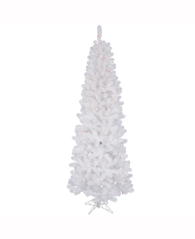 Vickerman 4.5 Ft White Salem Pencil Pine Artificial Christmas Tree With 150 Multi-colored Lights