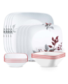 Corelle Square Kyoto Leaves 16 Pc. Dinnerware Set, Service For 4 In White