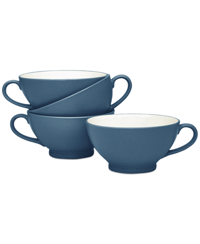 Noritake Colorwave Handled Bowls, Set Of 4 In Blue
