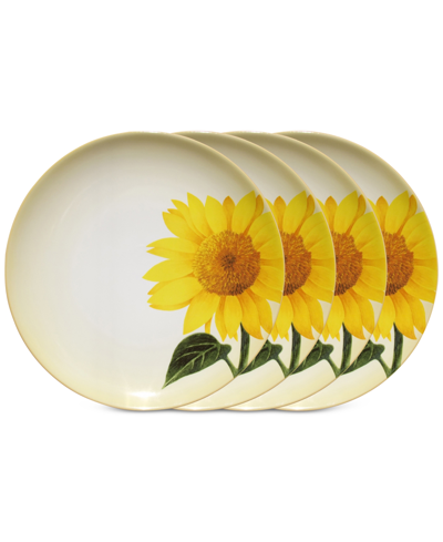 Noritake Colorwave Floral Accent Plates, Set Of 4 In Mustard