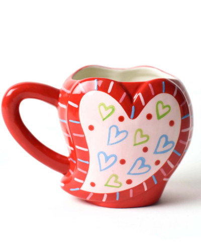 Happy Everything By Laura Johnson Heart Shaped Mug 16 oz In Red