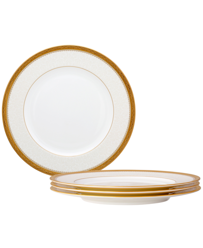 Noritake Odessa Gold Set Of 4 Dinner Plates, Service For 4 In White