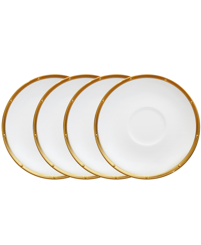 Noritake Rochelle Gold Set Of 4 Saucers, Service For 4 In White