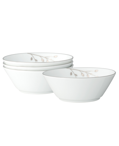 Noritake Birchwood Set Of 4 Fruit Bowls, Service For 4 In White Platinum