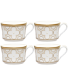NORITAKE TREFOLIO GOLD SET OF 4 CUPS, SERVICE FOR 4
