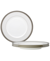 Noritake Odessa Platinum Set Of 4 Dinner Plates, Service For 4 In White