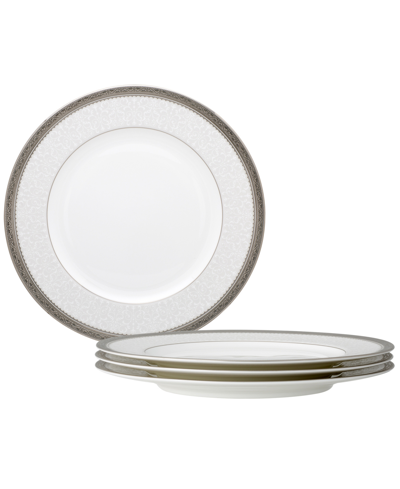 Noritake Odessa Platinum Set Of 4 Dinner Plates, Service For 4 In White