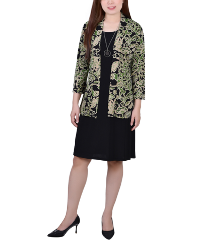 Ny Collection Petite Dress Set, 2 Piece In Green