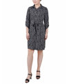 NY COLLECTION PETITE 3/4-SLEEVE PRINTED SHIRT DRESS