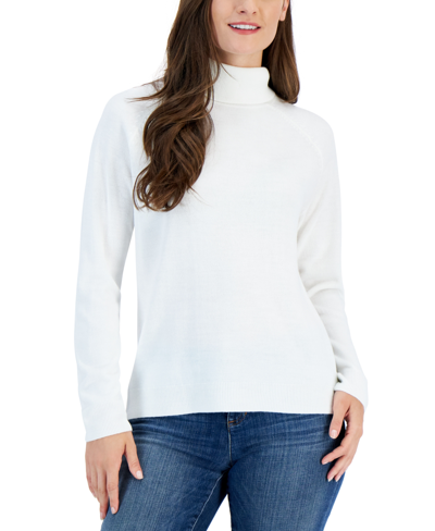 Karen Scott Petite Luxsoft Turtleneck Sweater, Created For Macy's In Lux Soft White