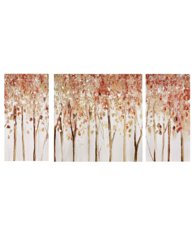 Madison Park Autumn Forest Canvas Art Palette Knife Embellishment 3 Piece In Red
