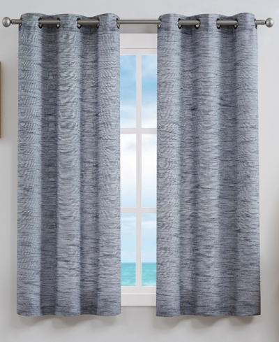 Nautica Julius Light Filtering Textured Grommet Window Curtain Panel Set, 38" X 63" In Navy