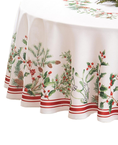 Elrene Winter Holiday Berry Fabric Tablecloth, 70" X 70" In Multi