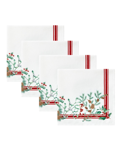 Elrene Winter Holiday Berry Fabric 4 Piece Napkin Set, 17" X 17" In Multi