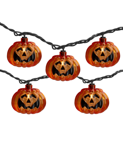 Northlight Jack-o-lantern Shaped 10 Piece Halloween Lights With 7.5' Black Wire Set In Orange