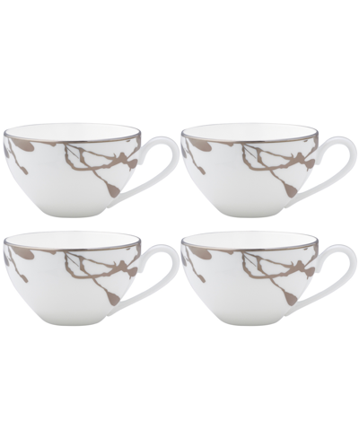 Noritake Raptures Platinum Set Of 4 Cups, Service For 4 In White Platinum