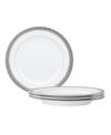 Noritake Crestwood Platinum Set Of 4 Salad Plates, Service For 4 In White