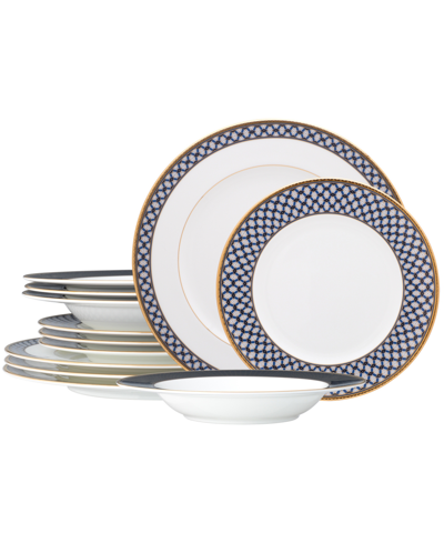 Noritake Blueshire 12 Piece Set, Service For 4 In White And Blue