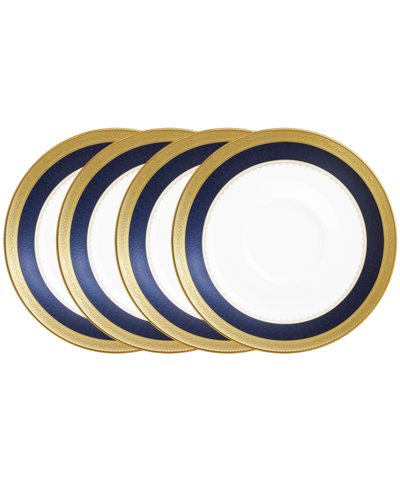 Noritake Odessa Cobalt Gold Set Of 4 Saucers, Service For 4 In Blue