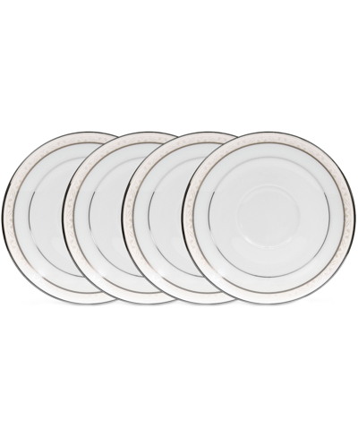 Noritake Montvale Platinum Set Of 4 Saucers, Service For 4 In White