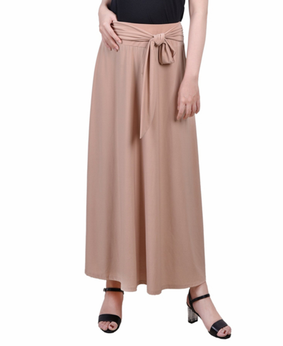 Ny Collection Plus Size Maxi With Sash Waist Tie Skirt In Doeskin
