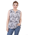 Ny Collection Plus Size Sleeveless Pintucked Blouse In Black Palmdive