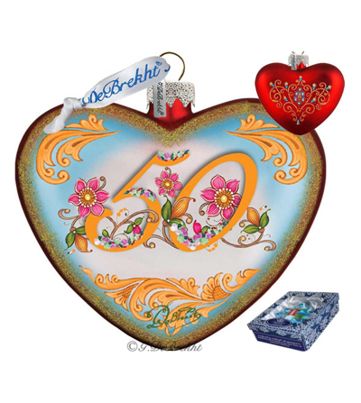 G.debrekht 50th Anniversary Heart Holiday Ornament In Multi Color